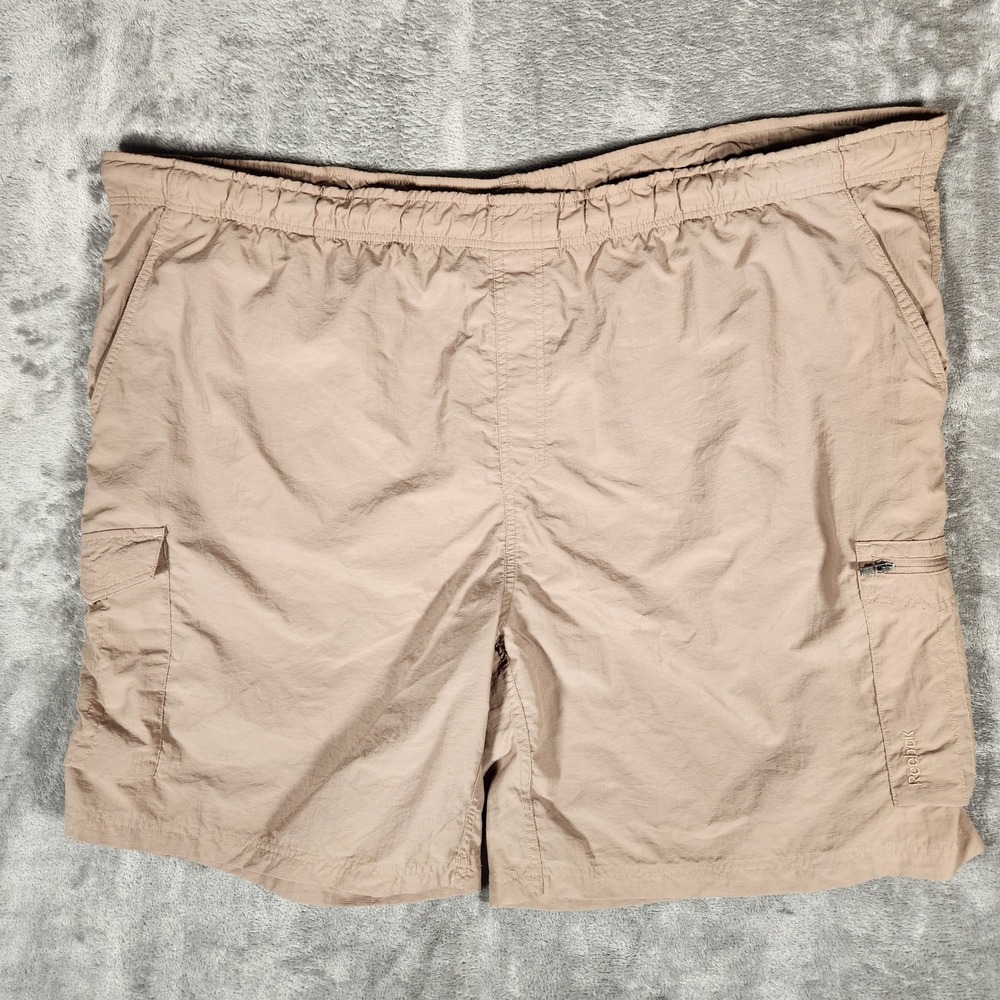 Reebok Cargo Shorts Mens 3XL Tan Excellent Lightweight Elastic Waist Pockets